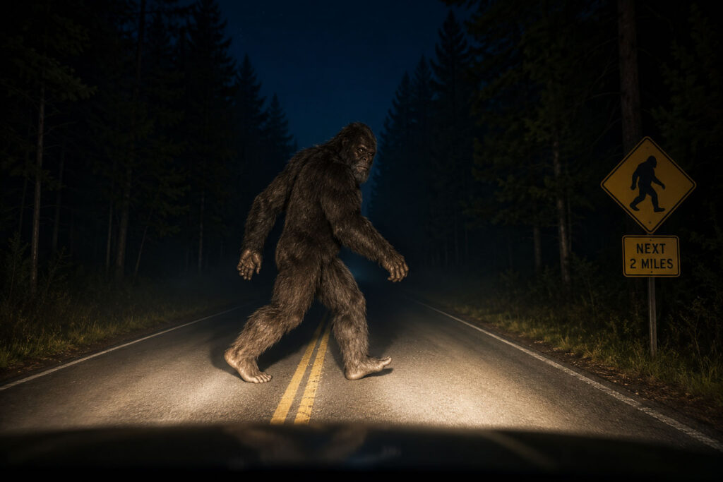 Bigfoot crossing the road Connecticut