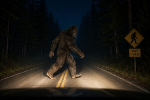 Bigfoot crossing the road Connecticut