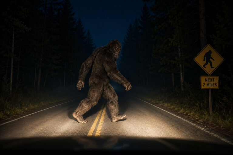 Bigfoot crossing the road Connecticut