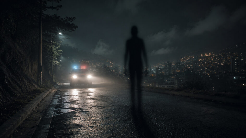 Police Film Shadow Figure in Colombia