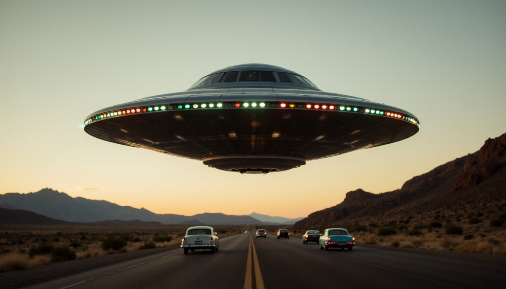 ufo over highway back in the 50's