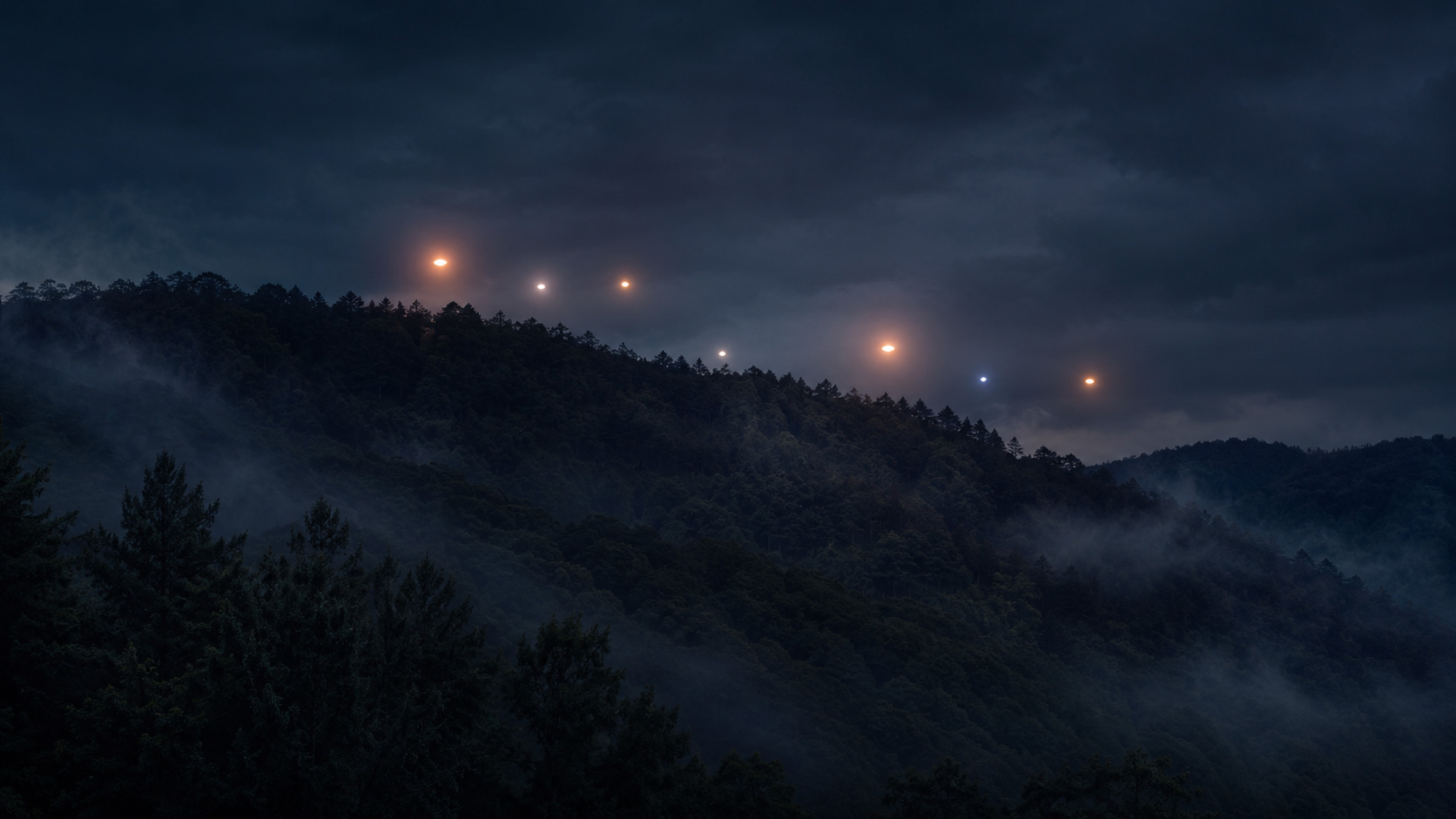 NC lights over brown mountain