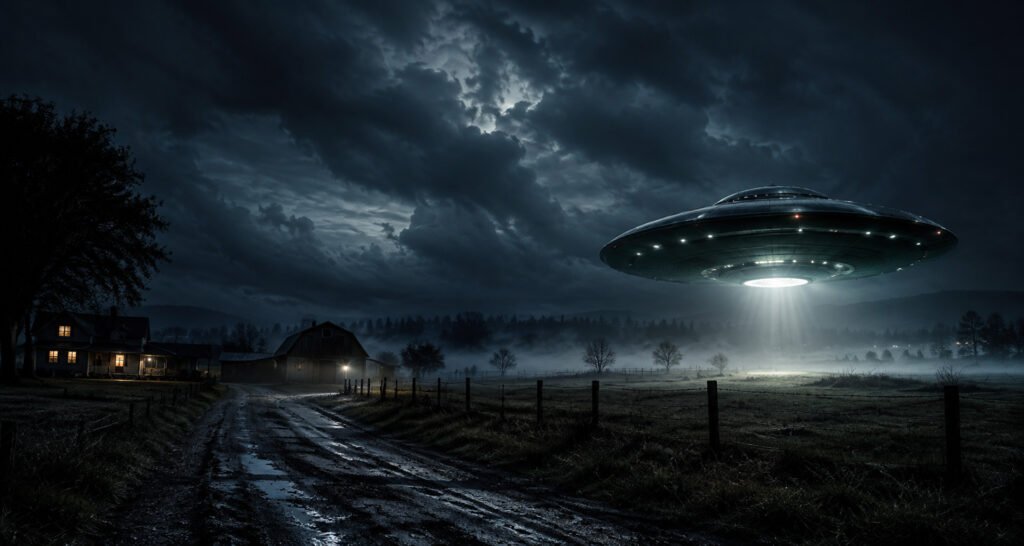 ufo over farm land